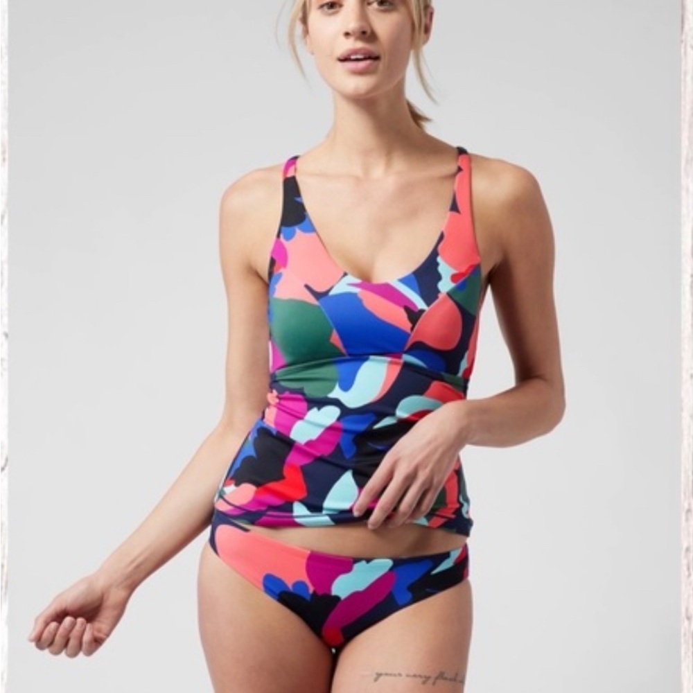 Athleta womens floral triangle takini top size small